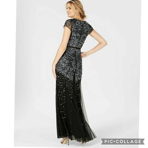 Adrianna Papell Plus size beaded cap sleeves gown - Picture 11 of 13